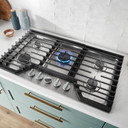 Whirlpool® 36-inch Gas Cooktop with EZ-2-Lift™ Hinged Cast-Iron Grates WCGK5036PB