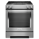 Kitchenaid® 30-Inch 4-Burner Dual Fuel Downdraft Slide-In Range KSDG950ESS