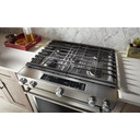 KitchenAid® 30-Inch 5-Burner Dual Fuel Convection  Front Control Range with Baking Drawer YKSDB900ESS