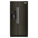 Kitchenaid® 22.6 cu ft. Counter-Depth Side-by-Side Refrigerator with Exterior Ice and Water and PrintShield™ finish KRSC703HBS