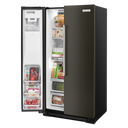 Kitchenaid® 22.6 cu ft. Counter-Depth Side-by-Side Refrigerator with Exterior Ice and Water and PrintShield™ finish KRSC703HBS