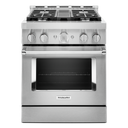 KitchenAid® 30'' Smart Commercial-Style Gas Range with 4 Burners KFGC500JSS