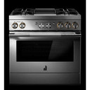 Jennair® 36" RISE™ Dual-Fuel Professional-Style Range with Chrome-Infused Griddle JDRP536HL