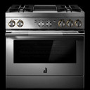 Jennair® 36" RISE™ Dual-Fuel Professional-Style Range with Chrome-Infused Griddle JDRP536HL