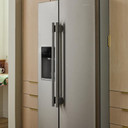 Kitchenaid® 20.8 Cu. Ft. Counter-Depth Side-by-Side Refrigerator with Exterior Ice and Water Dispenser in PrintShield™ Finish KRSC536RPS