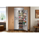 Kitchenaid® 20.8 Cu. Ft. 36" Built-In Side-by-Side Refrigerator features Exterior Water and Ice Dispenser with Measured Fill KBSD736SPS