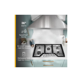 Whirlpool® 36-inch Gas Cooktop with EZ-2-Lift™ Hinged Cast-Iron Grates WCGK5036PS