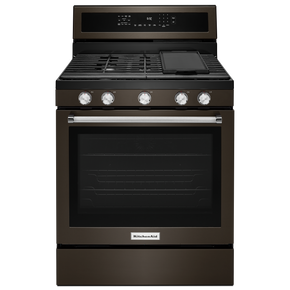 Kitchenaid® 30-Inch 5-Burner Gas Convection Range KFGG500EBS