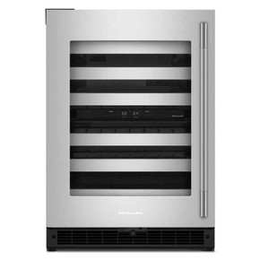 Kitchenaid® 24" Undercounter Wine Cellar with Full-Extension Metal-Front Racks KUWL324SSB