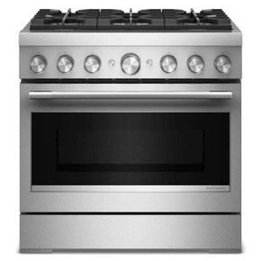 KitchenAid® 36-Inch 6 Burner Commercial-Style Dual Fuel Range with No Preheat Air Fry Mode KFDS936SSS