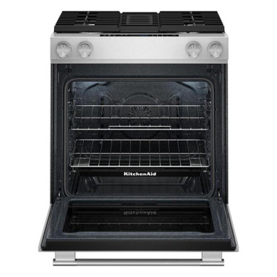 Kitchenaid® 30-Inch 4-Burner Dual Fuel Downdraft Slide-In Range KSDV730TPS