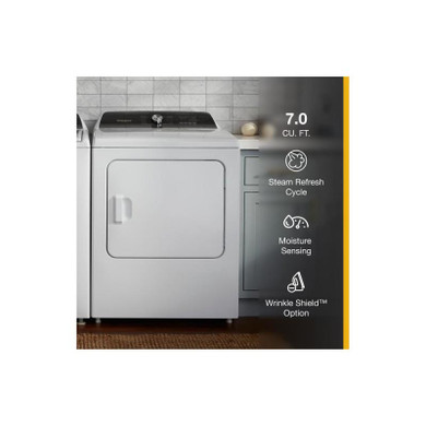 Whirlpool® 7.0 Cu. Ft. Top Load Gas Moisture Sensing Dryer with Steam WGD5050LW