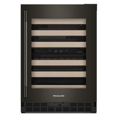 Kitchenaid® 24" Undercounter Wine Cellar with Full-Extension Wood-Front Racks KUWR524SBE