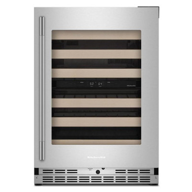 Kitchenaid® 24" Undercounter Wine Cellar with Full-Extension Wood-Front Racks KUWR524SPS