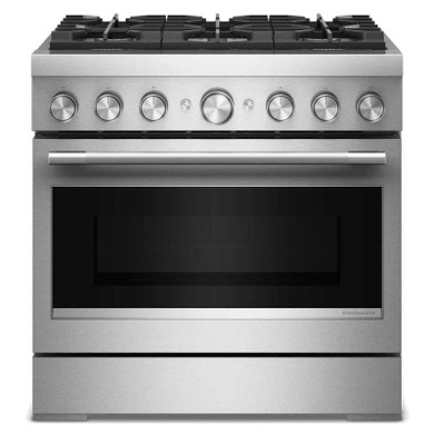 KitchenAid® 36-Inch 6 Burner Commercial-Style Dual Fuel Range with No Preheat Air Fry Mode KFDS936SSS