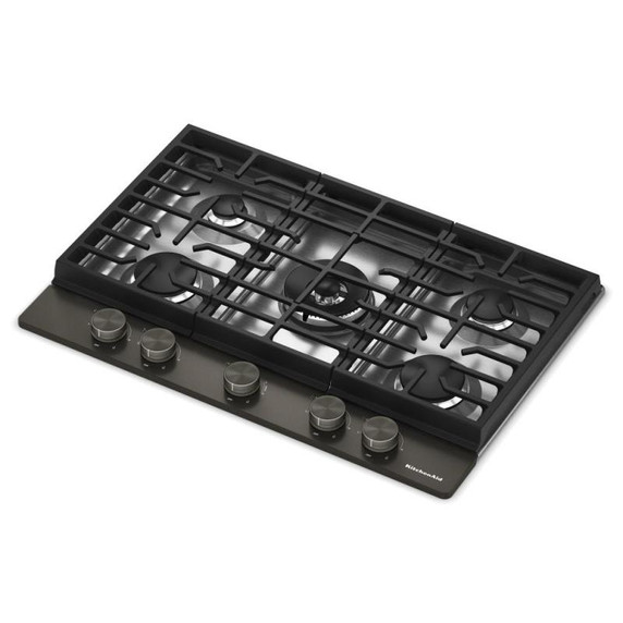 Kitchenaid® Gas-on-Metal Cooktop with an Integrated Wok Grate and CookShield™ Finish KCGK530SBE