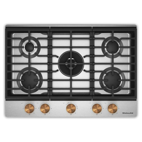 Kitchenaid® Gas-on-Metal Cooktop with an Integrated Wok Grate and CookShield™ Finish KCGK530SSS
