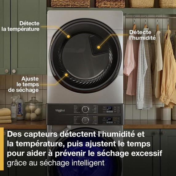 Whirlpool® Smart ENERGY STAR® Front Load Laundry Tower 5.2 cu. ft. Washer & 7.4 cu. ft. Electric Dryer with UV Clean Technology and FreshFlow™ Vent System YWEF5727TR