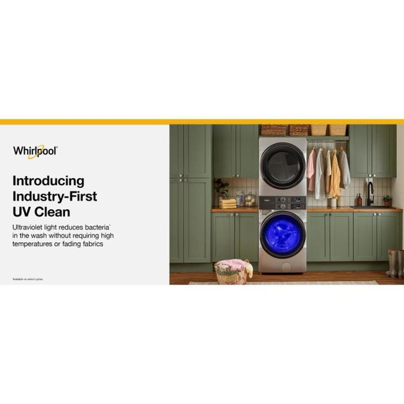 Whirlpool® Smart ENERGY STAR® Front Load Laundry Tower 5.2 cu. ft. Washer & 7.4 cu. ft. Electric Dryer with UV Clean Technology and FreshFlow™ Vent System YWEF5727TR