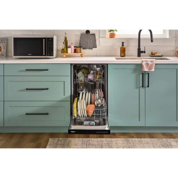 Whirlpool® 18" Stainless Steel Dishwasher with Half Load Cycle and Triple Spray Arms - 48 dBA WDFS5118SS