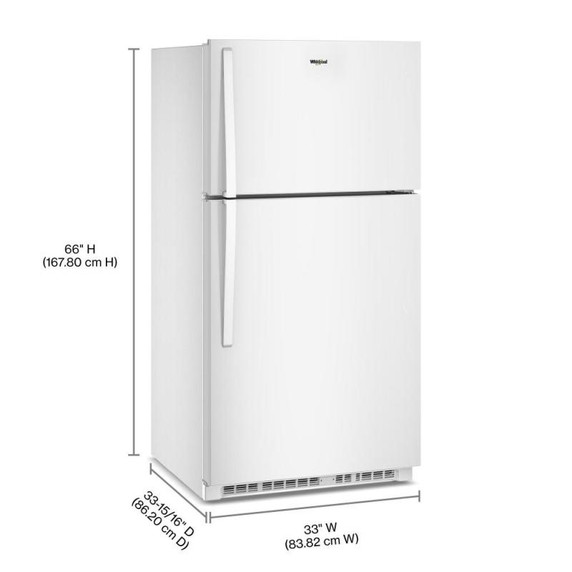 Whirlpool® 33-inch Wide Top Freezer Refrigerator with Total Coverage Cooling- 21 Cu. Ft. WRTX7421TW