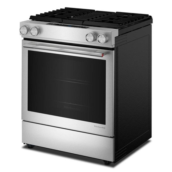 Kitchenaid® 30-Inch 4-Burner Dual Fuel Downdraft Slide-In Range KSDV730TPS