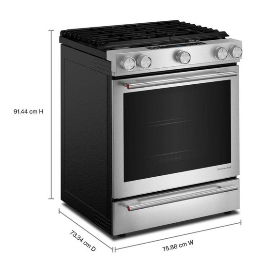 Kitchenaid® 30-Inch 5 Burner Gas Convection Slide-In Range with Baking Drawer KSGS730TPS