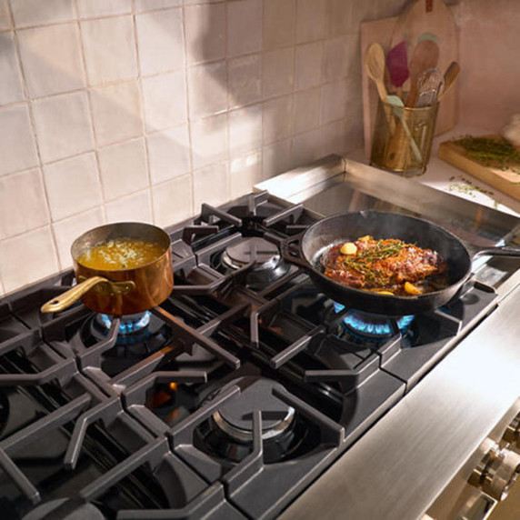 KitchenAid® 48-inch 6-Burner Gas Commercial-Style Rangetop with Griddle KCGK948TSS