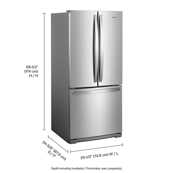 Whirlpool® 30-inch Wide French Door Refrigerator - 20 cu. ft. WRF560SFHZ