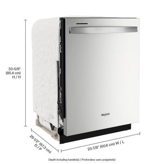 Whirlpool® 24” Stainless Steel Dishwasher with AI Intelligent Wash and Tall Top Rack WDT740SALZ