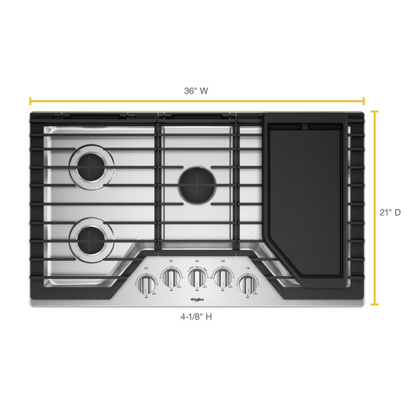 Whirlpool® 36-inch Gas Cooktop with Griddle WCG97US6HS