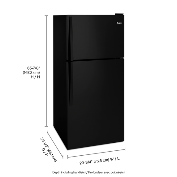 Whirlpool® 30 Wide Top-Freezer Refrigerator WRT148FZDB