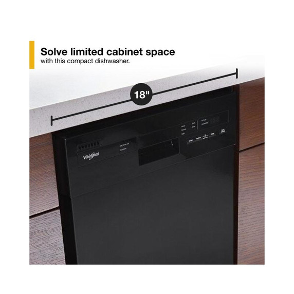 Whirlpool® Small-Space Compact Dishwasher with Stainless Steel Tub WDPS5118PB Whirlpool® Small-Space Compact Dishwasher with Stainless Steel Tub WDPS5118PB