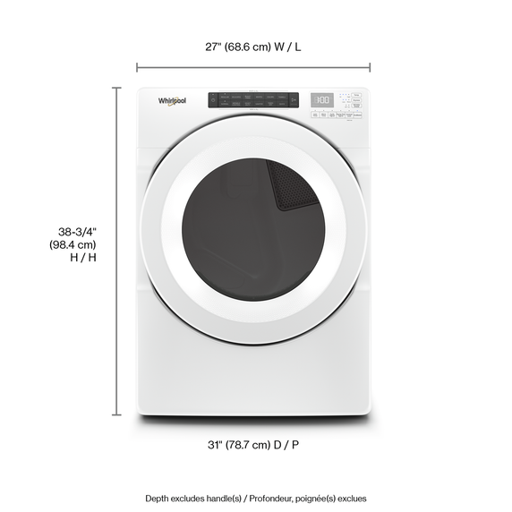 Whirlpool® 7.4 cu. ft. Front Load Gas Dryer with Intuitive Touch Controls WGD5620HW