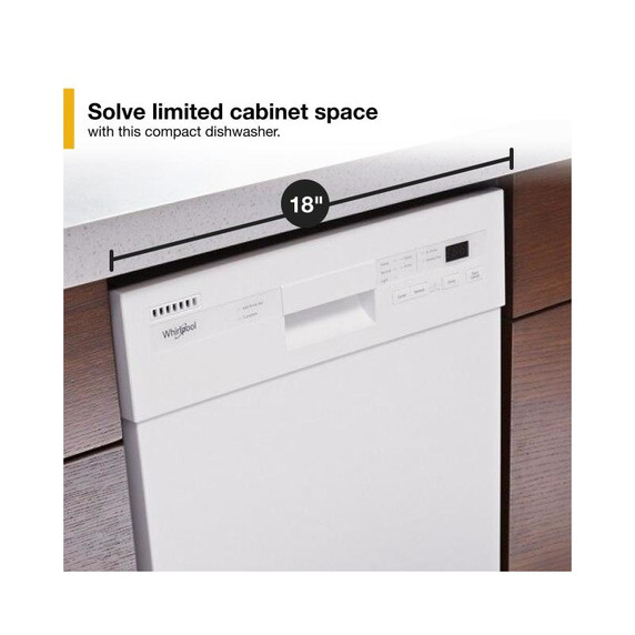 Whirlpool® Small-Space Compact Dishwasher with Stainless Steel Tub WDPS5118PW Whirlpool® Small-Space Compact Dishwasher with Stainless Steel Tub WDPS5118PW