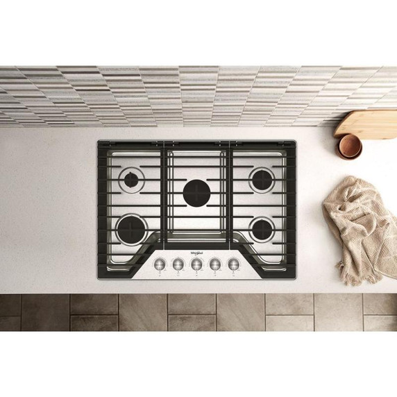 Whirlpool® 30-inch Gas Cooktop with Fifth Burner WCGK7030PS