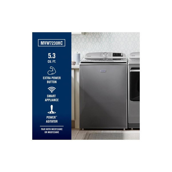 Maytag® Smart Top Load Washer with Extra Power Button - 6.0 IEC cu. ft. MVW7230HC Maytag® Smart Top Load Washer with Extra Power Button - 6.0 IEC cu. ft. MVW7230HC