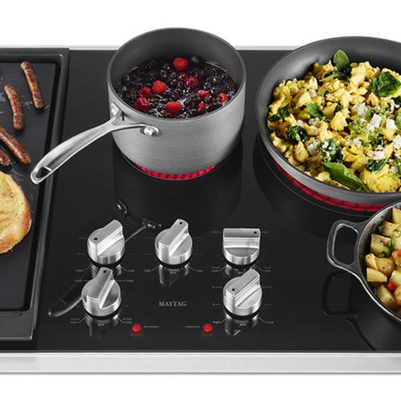 Maytag® 36-Inch Electric Cooktop with Reversible Grill and Griddle MEC8836HS