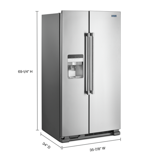 Maytag® 36-Inch Wide Side-by-Side Refrigerator with Exterior Ice and Water Dispenser - 25 Cu. Ft. MSS25C4MGZ