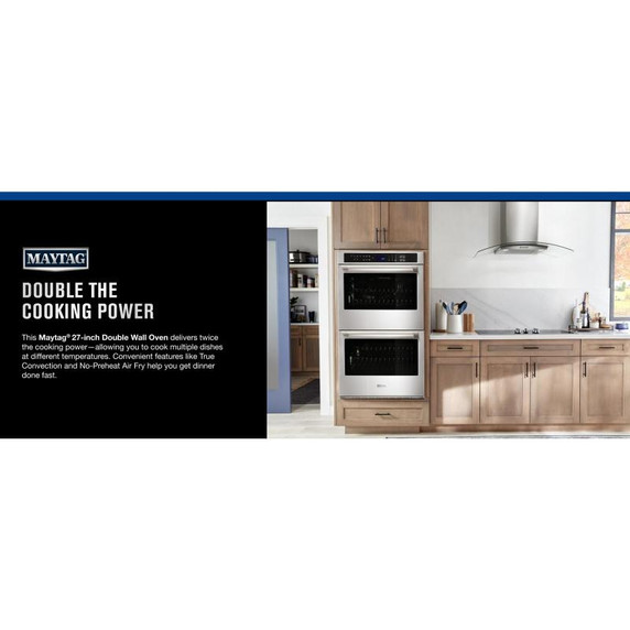 Maytag® 27-inch Double Wall Oven with Air Fry and Basket - 8.6 cu. ft. MOED6027LZ