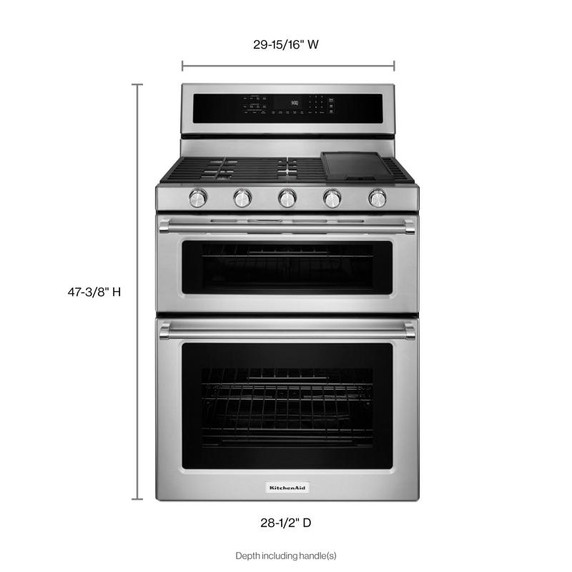 Kitchenaid® 30-Inch 5 Burner Gas Double Oven Convection Range KFGD500ESS Kitchenaid® 30-Inch 5 Burner Gas Double Oven Convection Range KFGD500ESS
