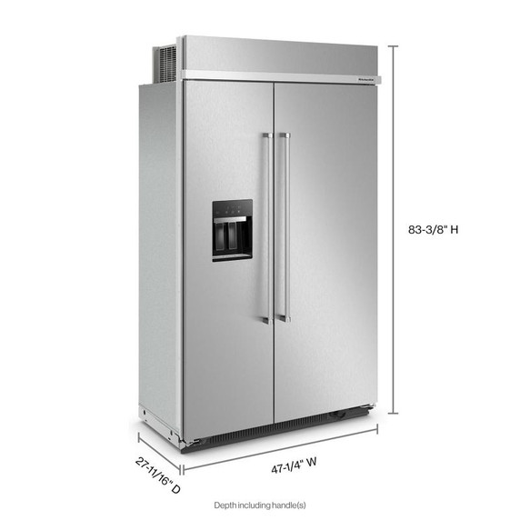 Kitchenaid® 29.4 Cu. Ft. 48" Built-In Side-by-Side Refrigerator with Ice and Water Dispenser KBSD708MPS Kitchenaid® 29.4 Cu. Ft. 48" Built-In Side-by-Side Refrigerator with Ice and Water Dispenser KBSD708MPS