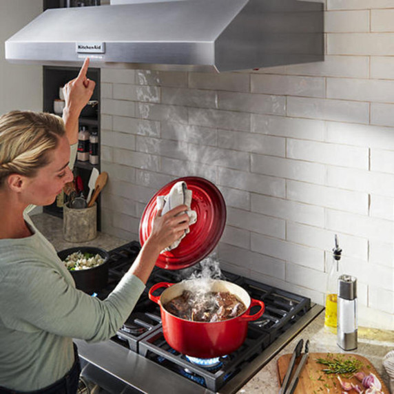 Kitchenaid® 36" 585 or 1170 CFM Motor Class Commercial-Style Wall-Mount Canopy Range Hood KVWC956KSS