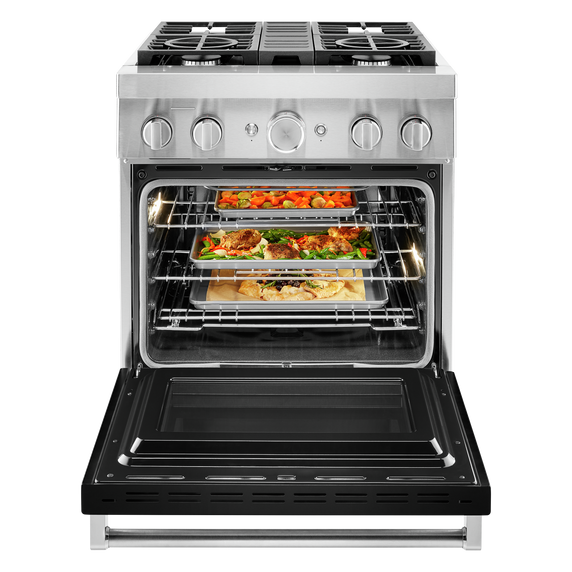 KitchenAid® 30'' Smart Commercial-Style Dual Fuel Range with 4 Burners KFDC500JBK