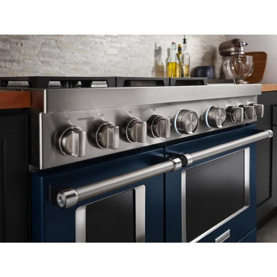 KitchenAid® 48'' Smart Commercial-Style Dual Fuel Range with Griddle KFDC558JIB