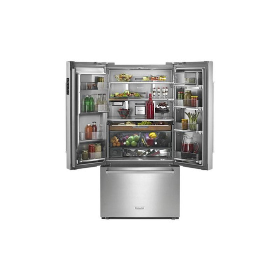 Kitchenaid® 23.8 cu. ft. 36" Counter-Depth French Door Platinum Interior Refrigerator with PrintShield™ Finish KRFC704FPS Kitchenaid® 23.8 cu. ft. 36" Counter-Depth French Door Platinum Interior Refrigerator with PrintShield™ Finish KRFC704FPS