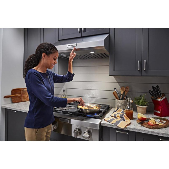 Kitchenaid® 30" 585 CFM Motor Class Commercial-Style Under-Cabinet Range Hood System KVUC600KSS