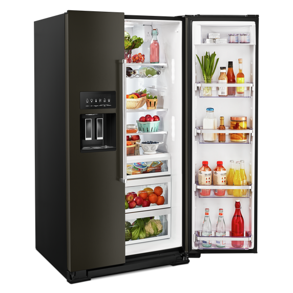 Kitchenaid® 24.8 cu ft. Side-by-Side Refrigerator with Exterior Ice and Water and PrintShield™ Finish KRSF705HBS