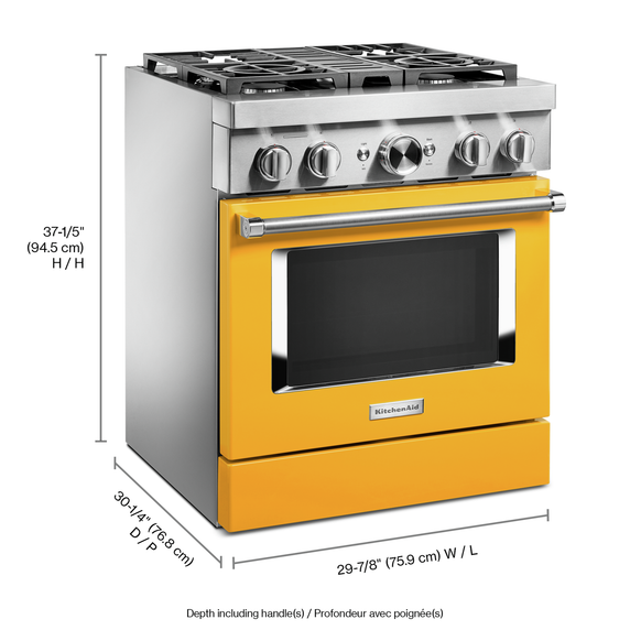 KitchenAid® 30'' Smart Commercial-Style Dual Fuel Range with 4 Burners KFDC500JYP