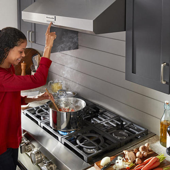 Kitchenaid® 36" 585 CFM Motor Class Commercial-Style Under-Cabinet Range Hood System KVUC606KSS